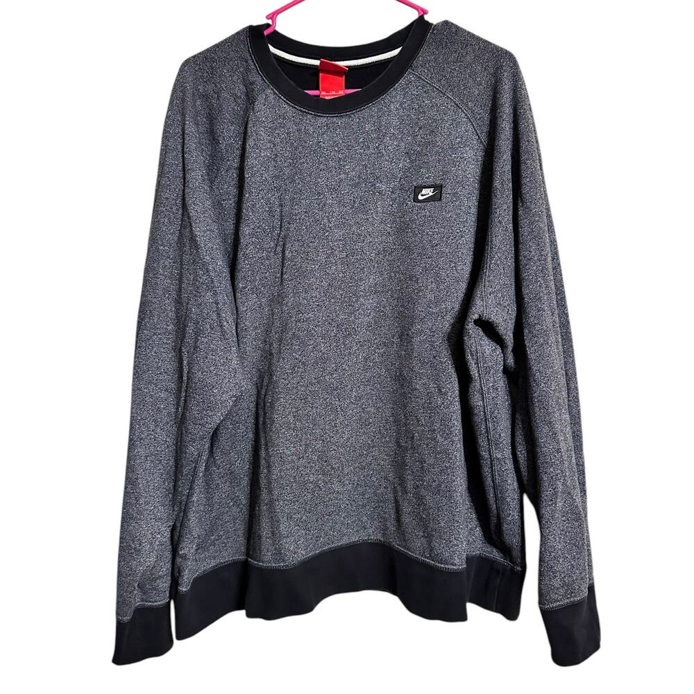 Nike Men's Solo Swoosh Fleece Sweatshirt Gray and Black Trim Size XXL